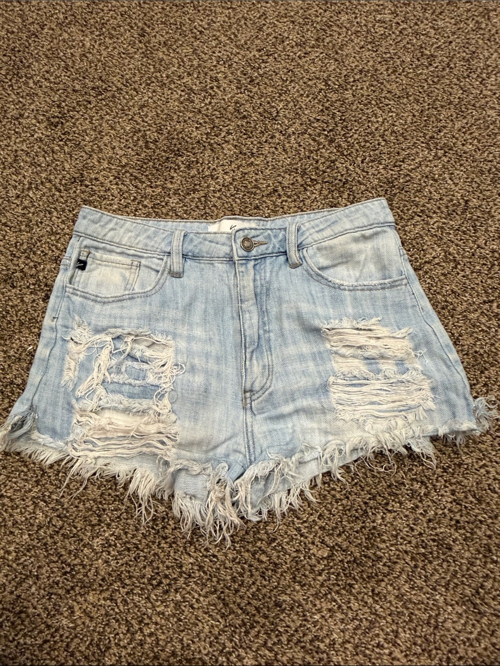 Light Blue Distressed Denim Shorts